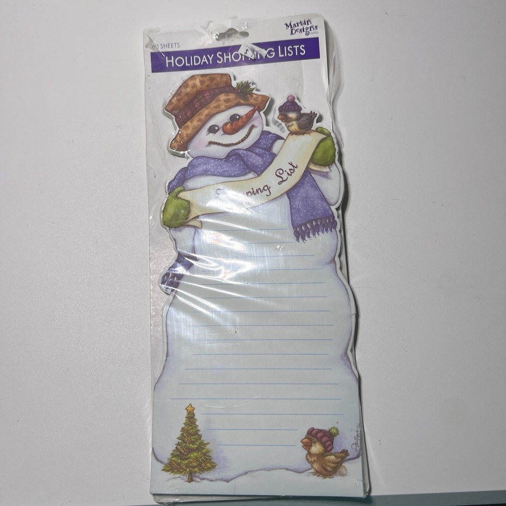 Vtg Martin Designs Ltd Holiday Shopping List Notepad Snowman